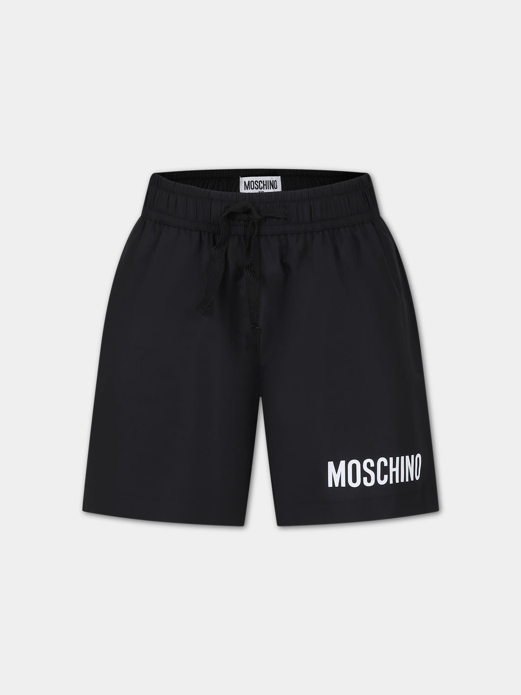 Black swim shorts for boy with logo